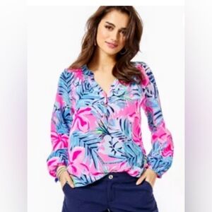 Lilly Pulitzer Elsa silk pink top